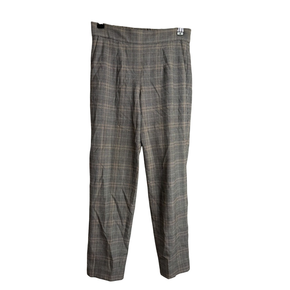 Aritzia Babaton Dexter Pants 00 Grey Plaid Elastic Back Tapered Trousers